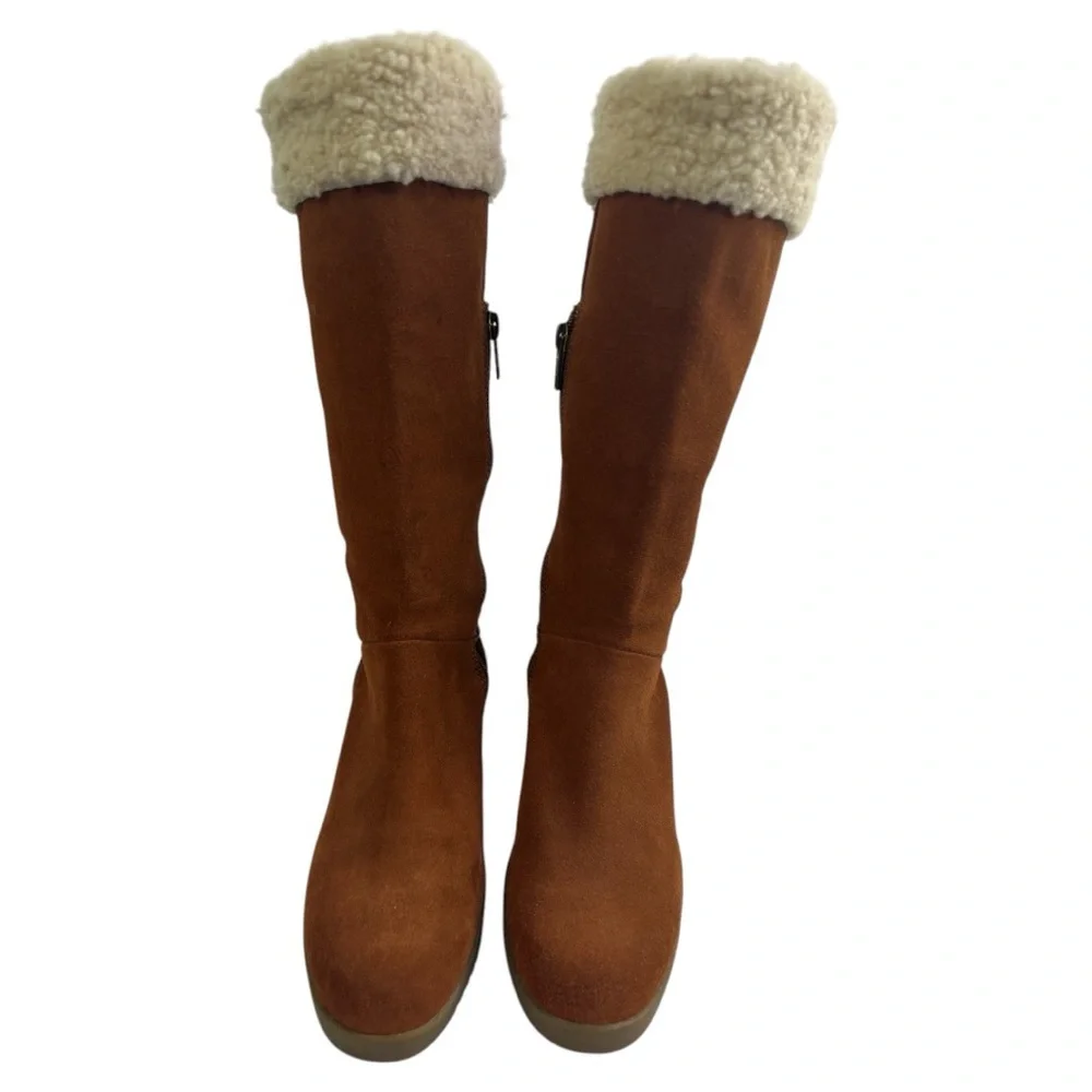 UGG AUSTRALIA WOMEN’S FELICITY SUEDE WEDGE BOOT CHESTNUT SZ 6